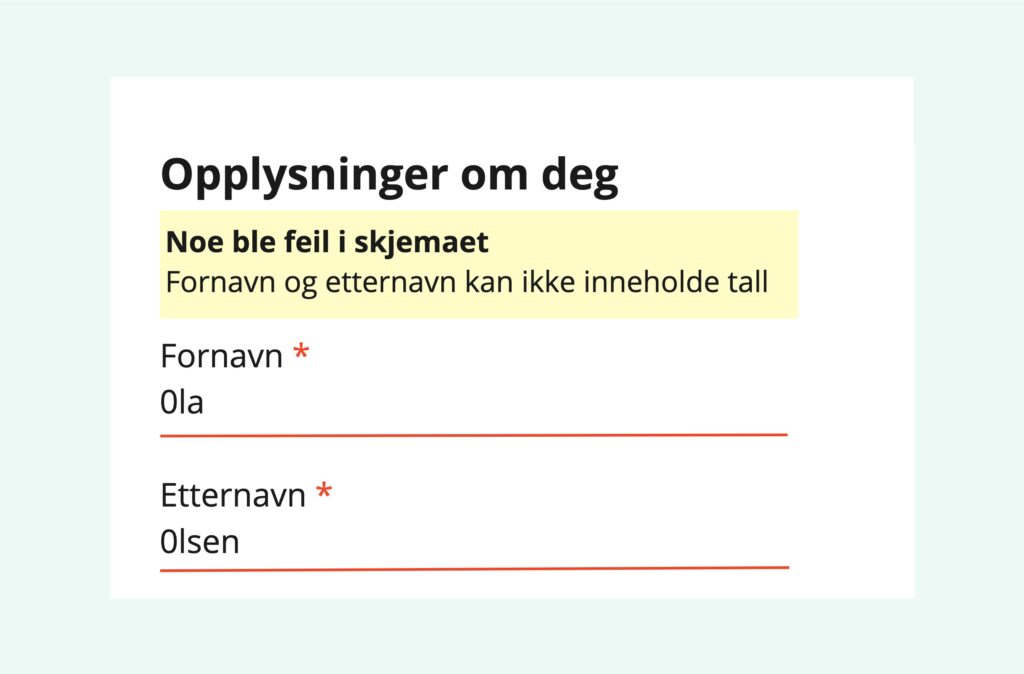 Illustrasjonsbilde av en god feilmelding i skjema 